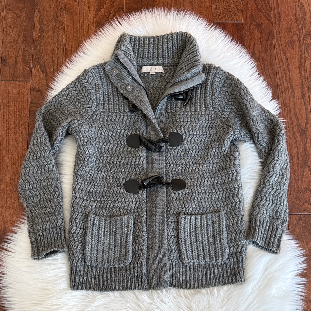 Loft Gray Toggle Knit Cardigan - image 1
